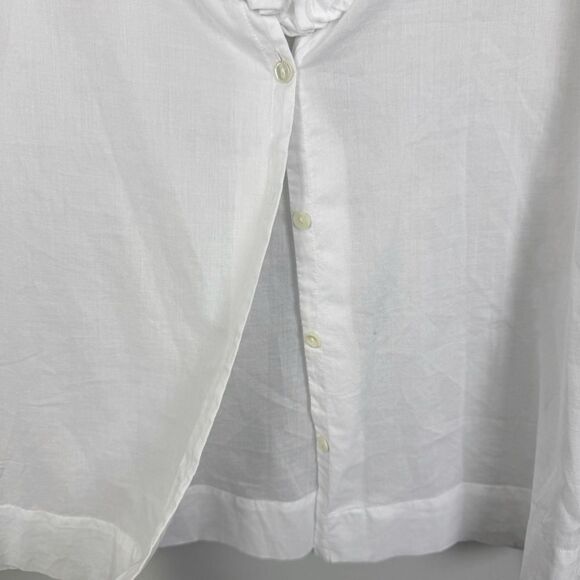 SUNDANCE | NEW 100% Cotton White Ruffle V-Neck Button Shirt Women’s Size Medium - Picture 4 of 7